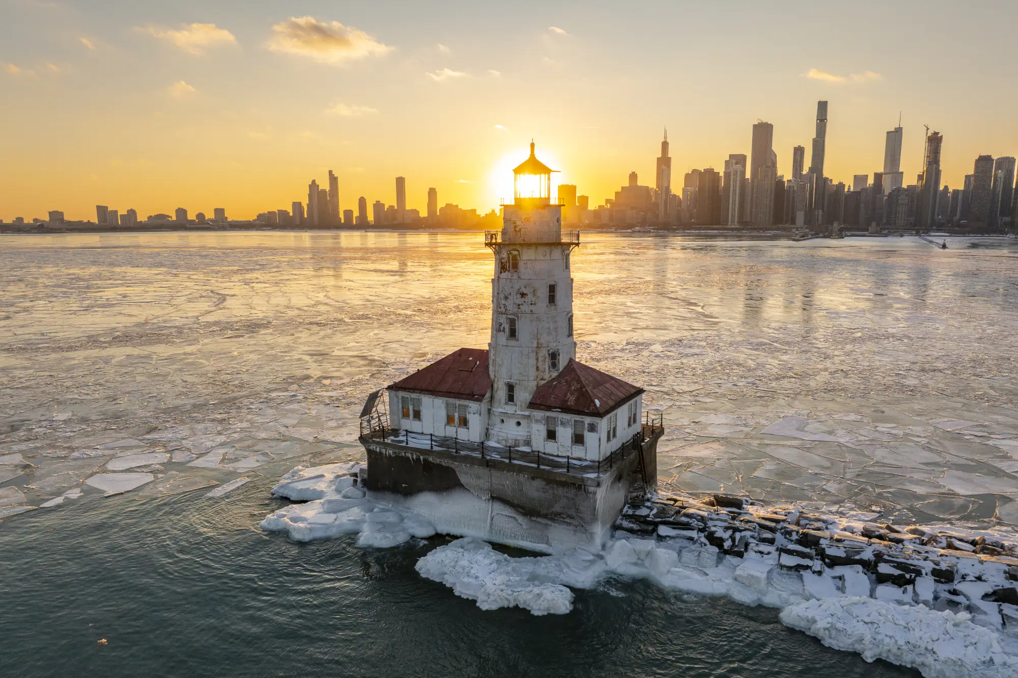sunset over lake michigan