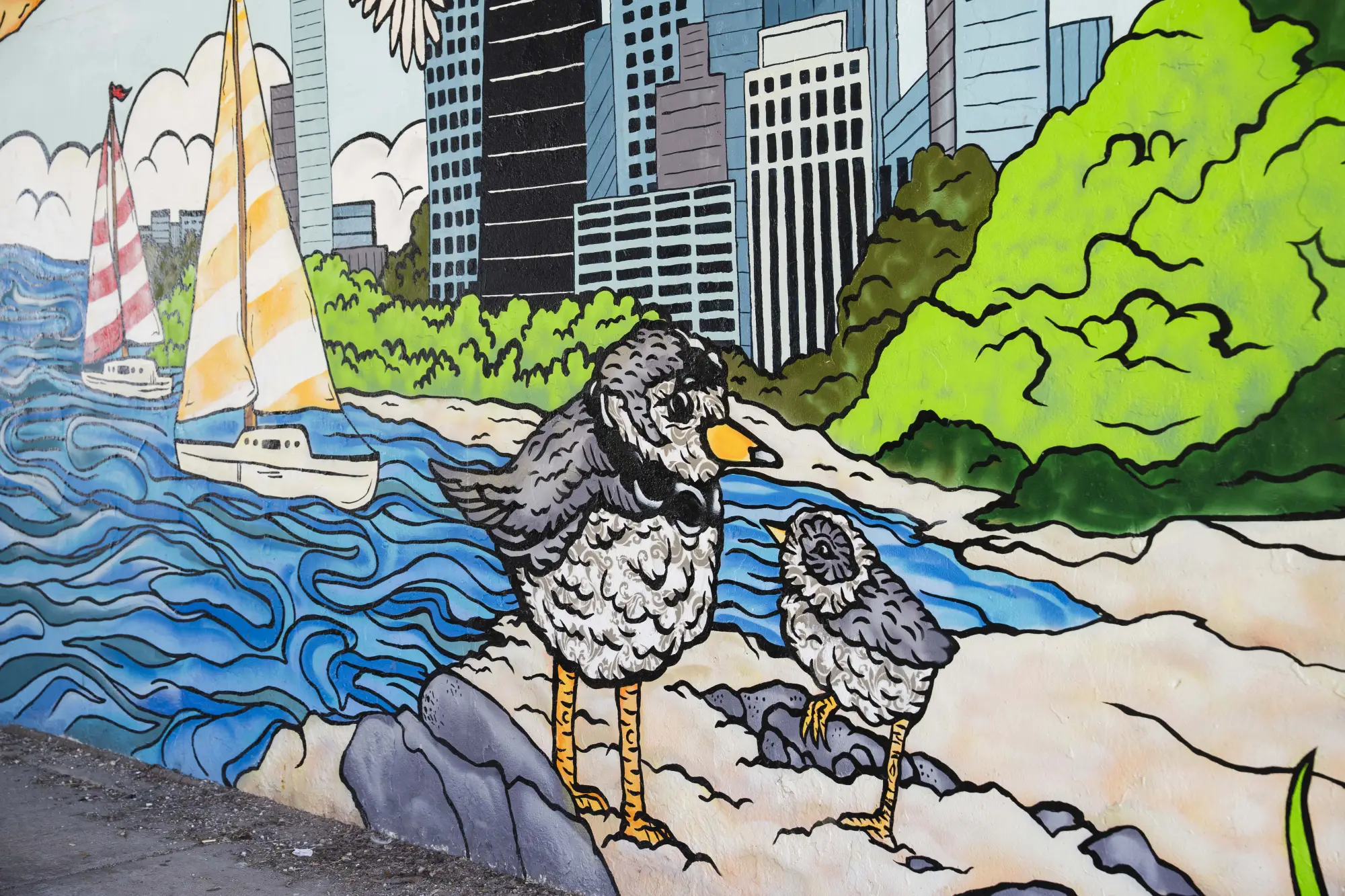 bird in a mural
