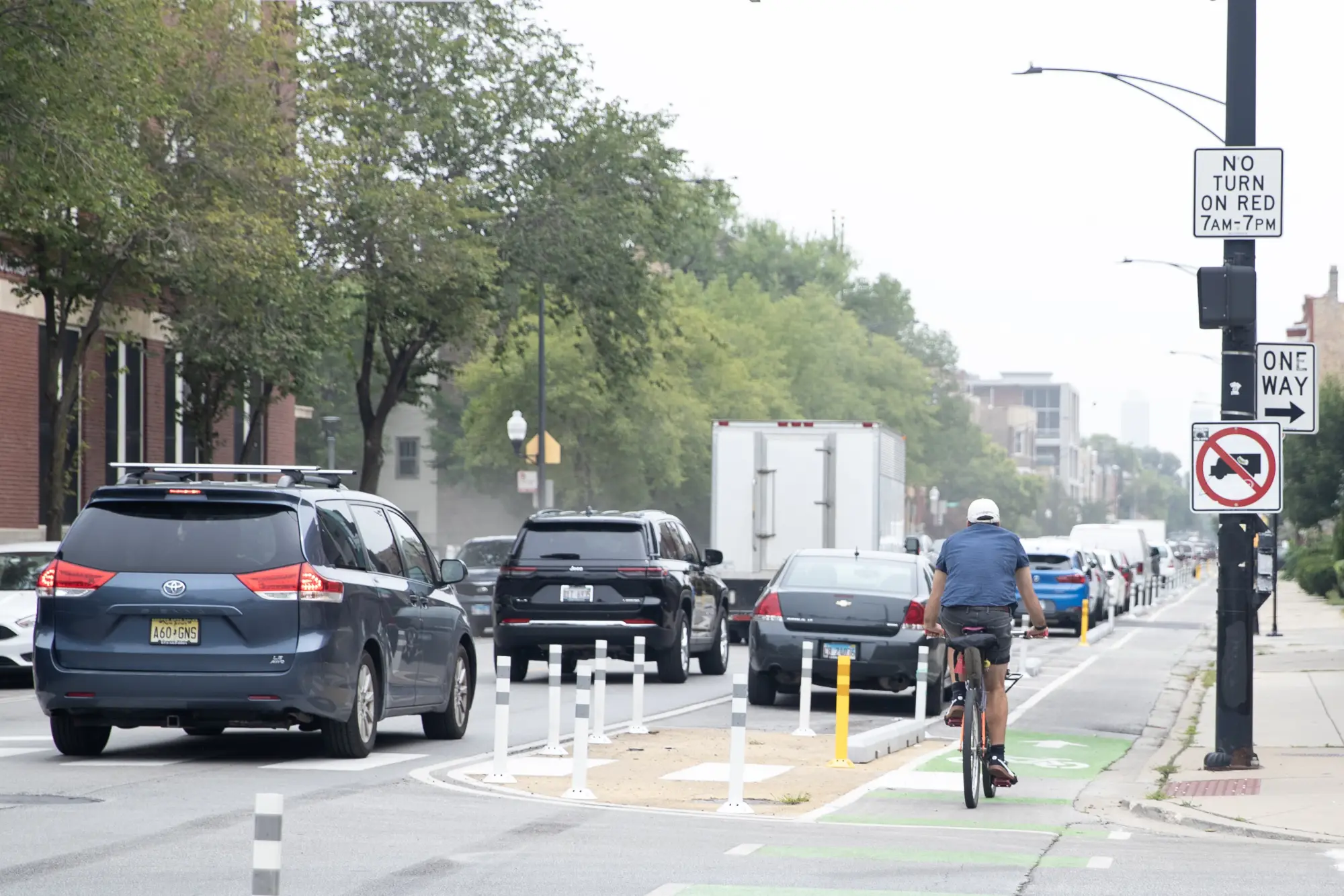 Man riding bike in Chicago